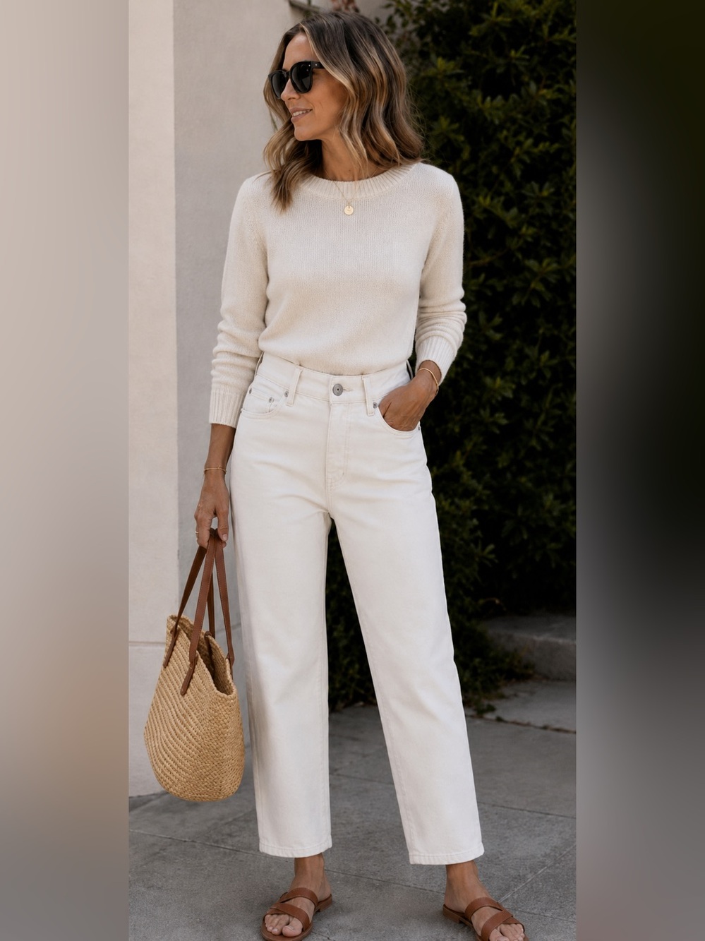 NWT J Jill High Rise Full Leg Crop Wide Leg Denim Jeans, Cream, Size 10